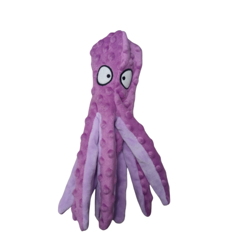 плюшена играчка октопод за куче лилава 32 см – шумяща и мека