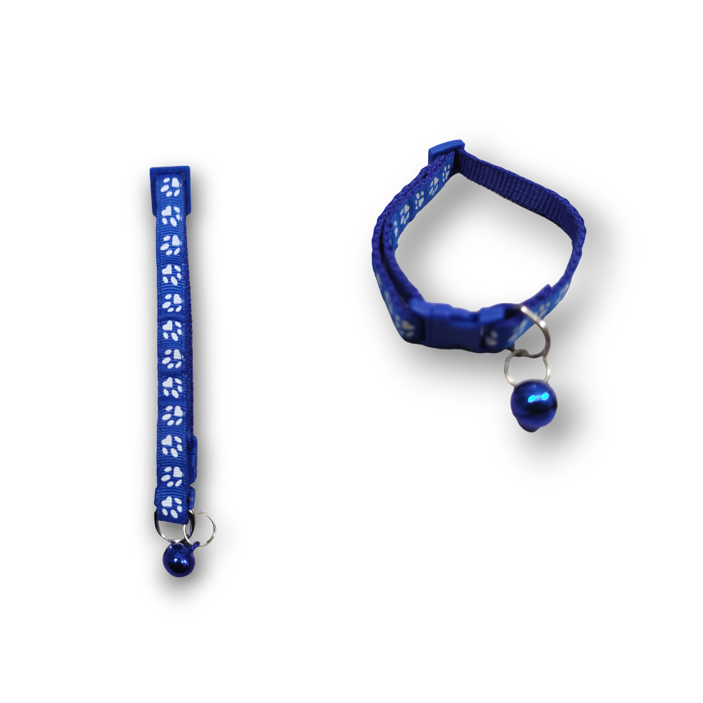 Син нашийник VEO за котка и кученце с лапички, регулируем размер 1*20/34 см