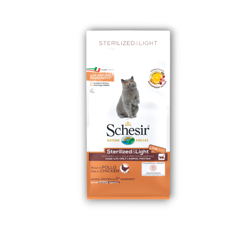 Schesir Sterilized and Light, Храна за кастрирани котки, С пиле, 400г