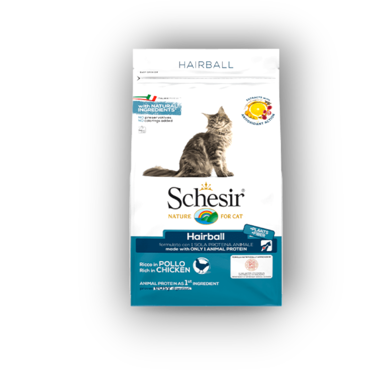 SCHESIR Adult Hairball, против космени топки с пиле, за котки над 12м, 400г
