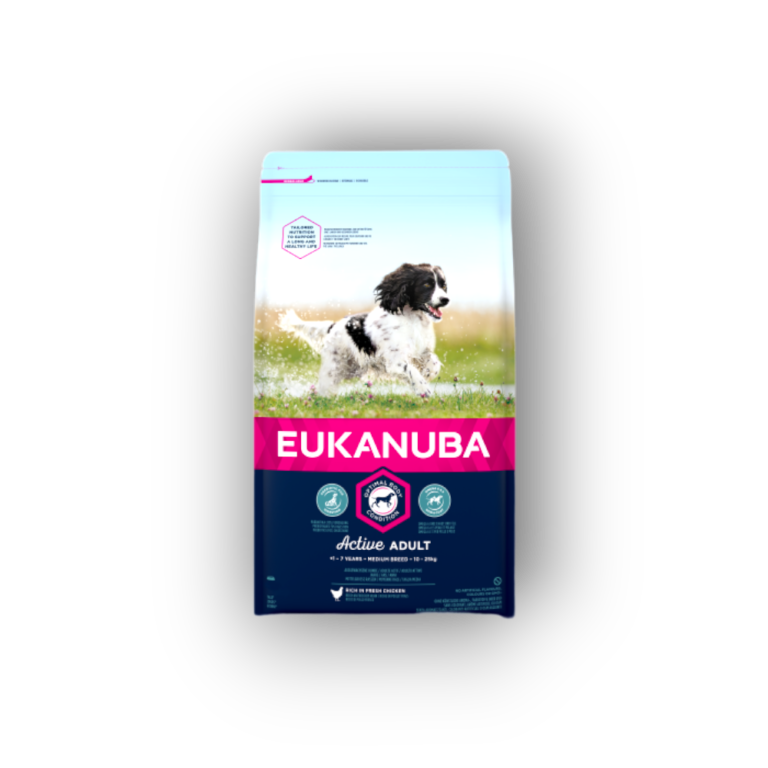 Eukanuba Adult Medium Breed, храна за кучета средни породи с пиле 3 кг