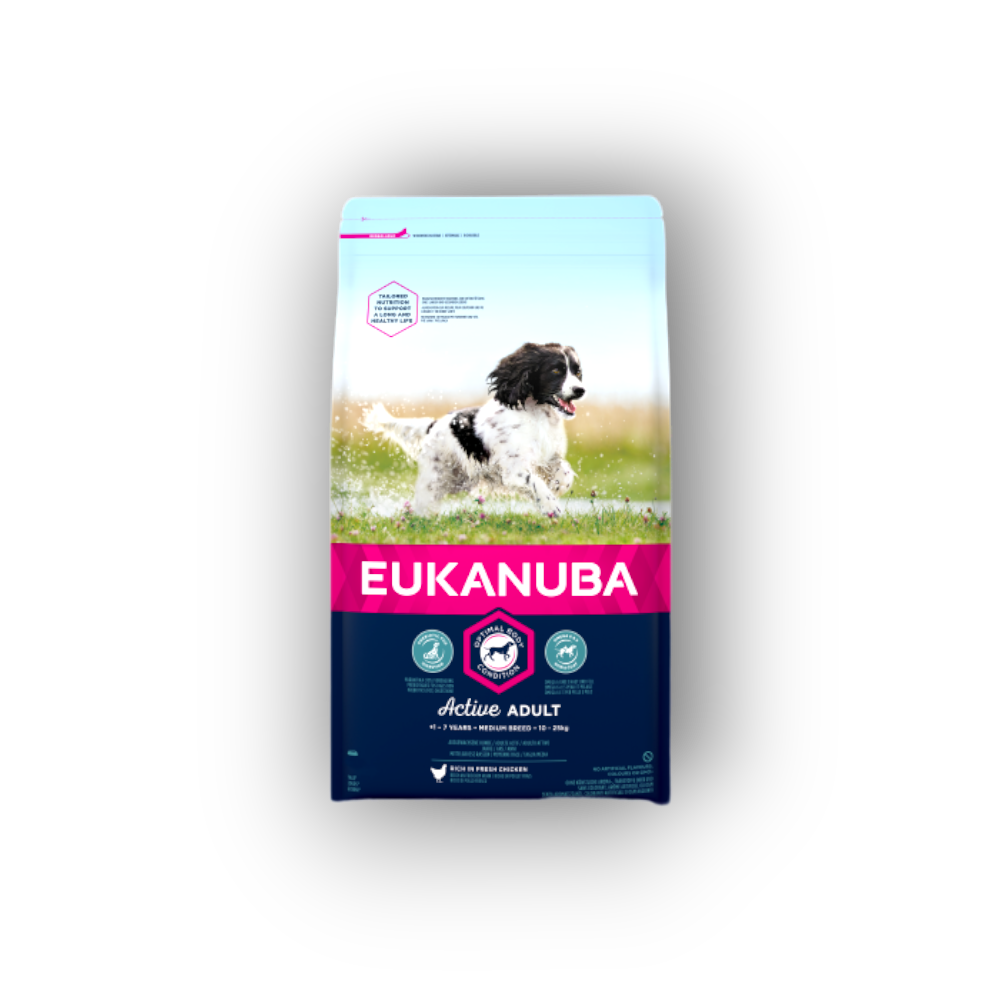 White (144) Eukanuba Adult Medium Breed, храна за кучета средни породи с пиле 3 кг - Image 1