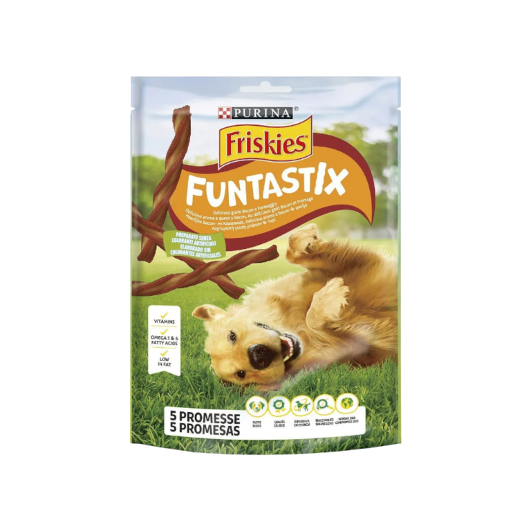 PURINA FRISKIES FUNTASTIX ХРАНА ЗА КУЧЕТА, ЛАКОМСТВО С ШУНКА И СИРЕНЕ 175гр
