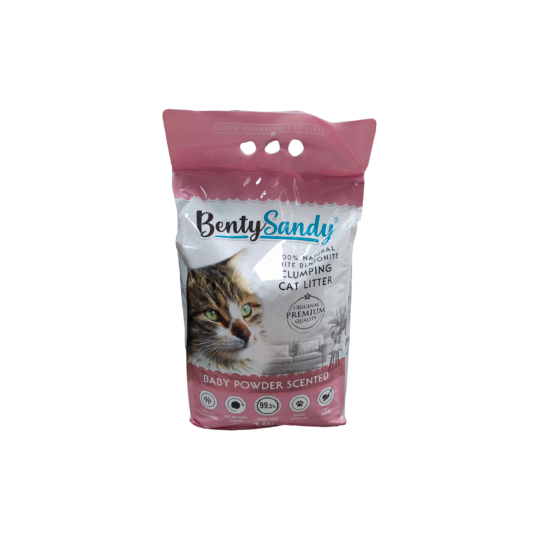 Benty Sandy Ultra Clumping Cat Litter – бентонитова тоалетна за котки, с аромат на бебешка пудра - 10 L.