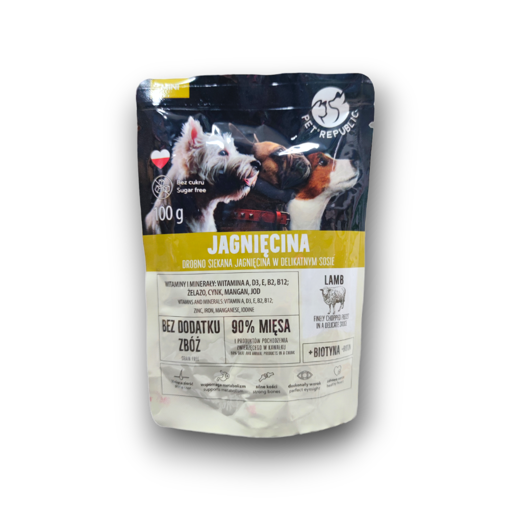 White (366) Pet Republic, Mini Adult ,кучешки пауч с агнешко, 100гр. - Image 1