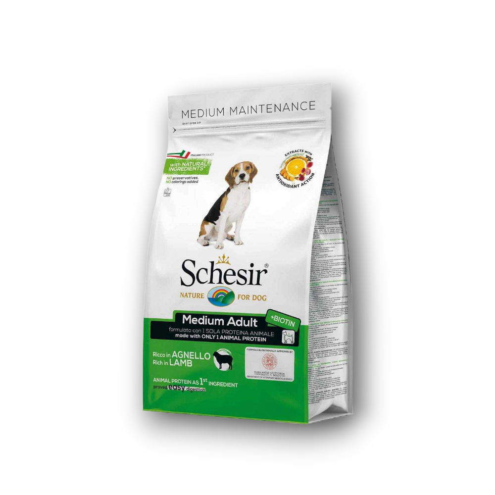 White (505) SCHESIR MEDIUM ADULT MAINTENANCE RICH IN LAMB - ПЪЛНОЦЕННА ХРАНА С АГНЕШКО МЕСО ЗА КУЧЕТА НАД 12 МЕСЕЧНА ВЪЗРАСТ, 2кг - Image 1
