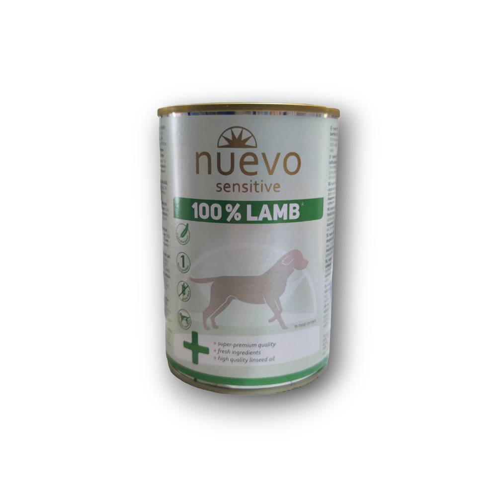 White (508) Nuevo Dog Sensitive Lamb - с агнешко месо, 100% един източник на протеин 400 грама - Image 1