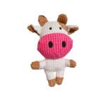 Плюшена кравичка – играчка за куче със звук, 18 см, в бяло, розово и кафяво