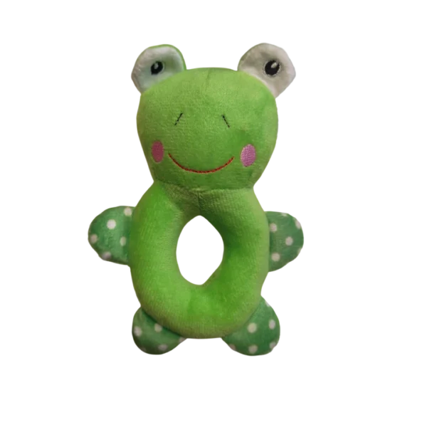 Плюшена зелена играчка за куче във форма на жаба, със звук и отвор, размер 15х10 см