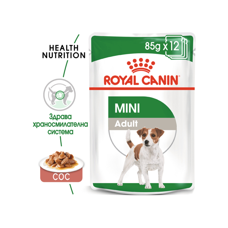 ROYAL CANIN® MINI ADULT pauch 85 гр. Пълноценна мокра храна в пауч за кучета от дребни породи в зряла възраст