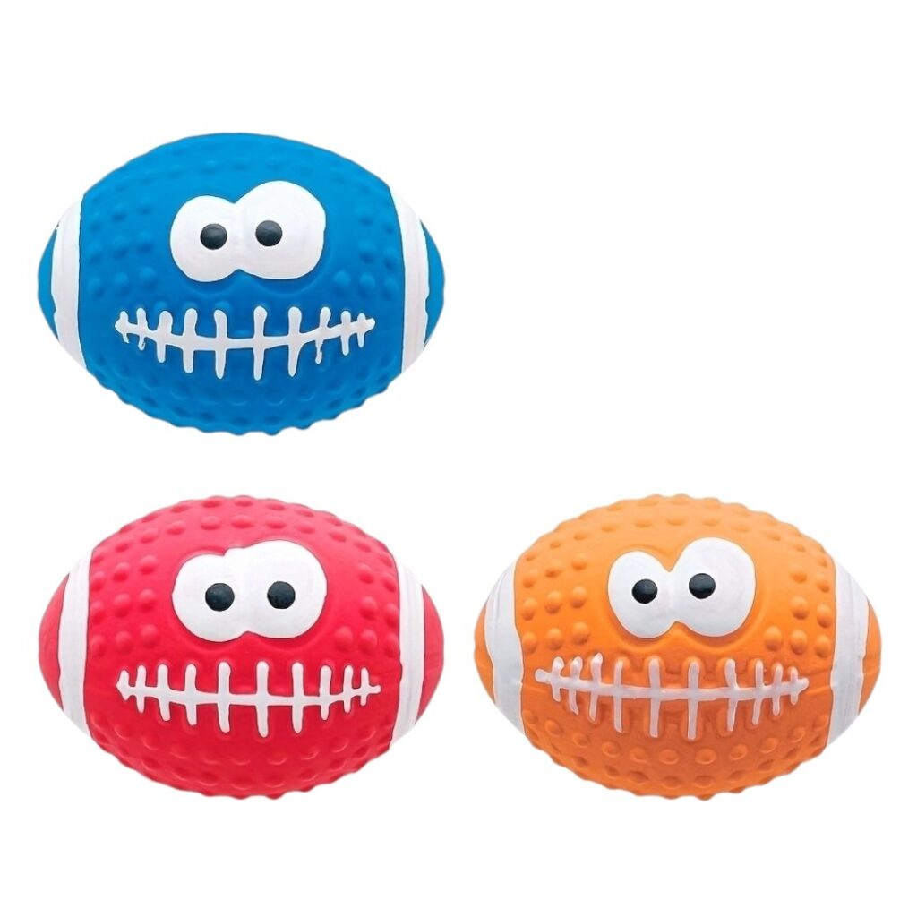 Кучешка гумена играчка топка 9.2х6.2 см – цветна и забавна гумена играчка за куч