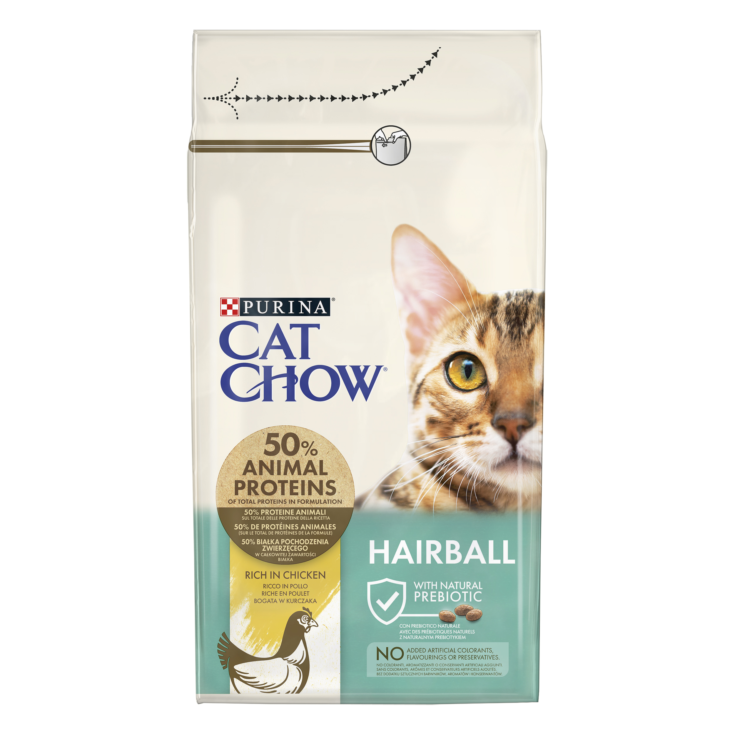 219960_43706149_norm_300dpi_CMYK.pdf PURINA® CAT CHOW® Cat, Hairball Control с Naturium™,Пиле, суха, 1,5kg - Image 1