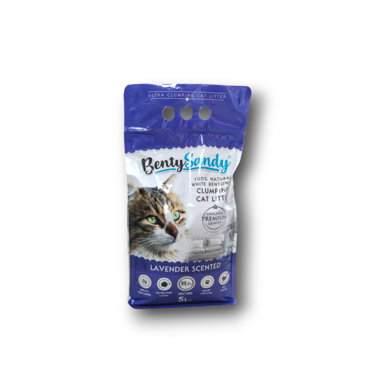 Benty Sandy Ultra Clumping Cat Litter - бентонитова тоалетна за котки, с аромат на лавандула, 5 литра,