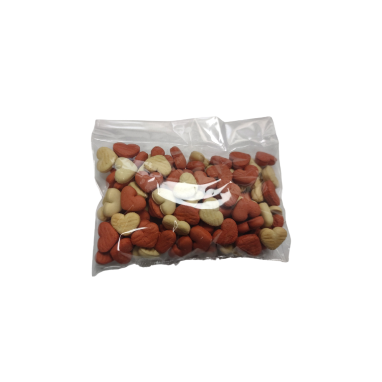 Бисквити за кучета мини сърчица с вкус на ягода, 100г