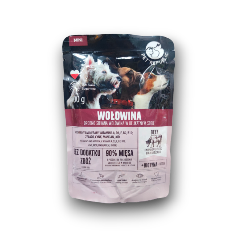 Pet Republic, Mini Adult ,кучешки пауч с телешко, 100гр.
