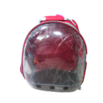 Червена раница за домашни любимци с прозрачен купол, подходяща за котки и малки кучета