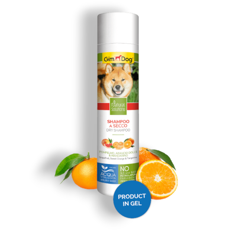 GimDog Natural Solutions - Сух шампоан за кучета 250 мл - с грейпфрут, портокал и мандарина