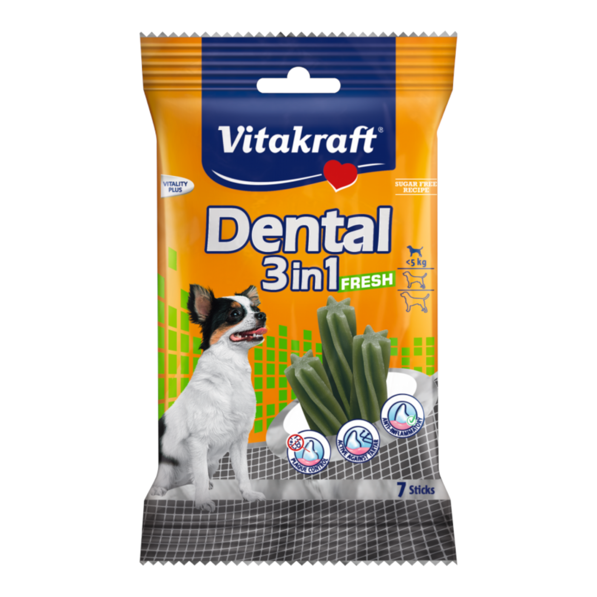 product_2560-PhotoRoom(15) Vitakraft Dental 3in1 Fresh ExtraSmall, Устна хигиена за кучета по малки от 5кг с мента - 7бр - Image 1