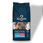 PRESTIGE PUPPY MEDIUM 12 kg - Пълноценна храна за подрастващи кученца от средни породи, както и за женски кучета в края на бременността или в периода на кърмене. Произведена във Франция.