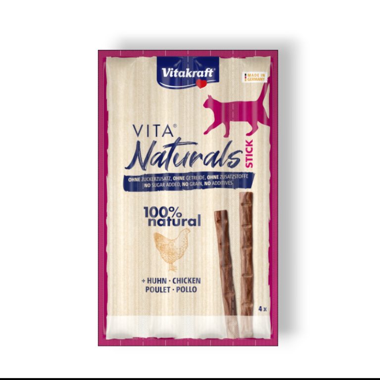 Vita Naturals® Stick - ПРЪЧИЦА ЗА КОТЕ с пилешко, 4 бр., 100% натурална, Vitakraft