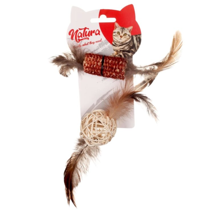 Котешка играчка Natura, Царевична дентална играчка и бамбукова топка Furry Teeth Scratcher и Bamboo Ball Cat Toy PTC