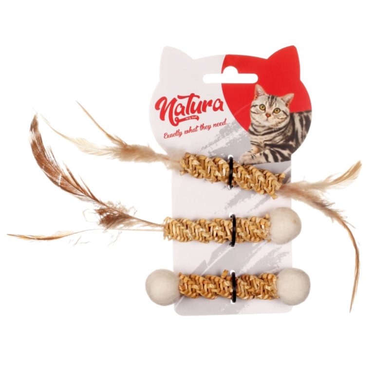 Тройна играчка за котки, никнене на зъби Natura Hairy Thin Cat PTC-043