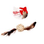 Котешка играчка, бамбукова топка с пера, Natura Furry Bamboo Ball Cat Toy PTC-001