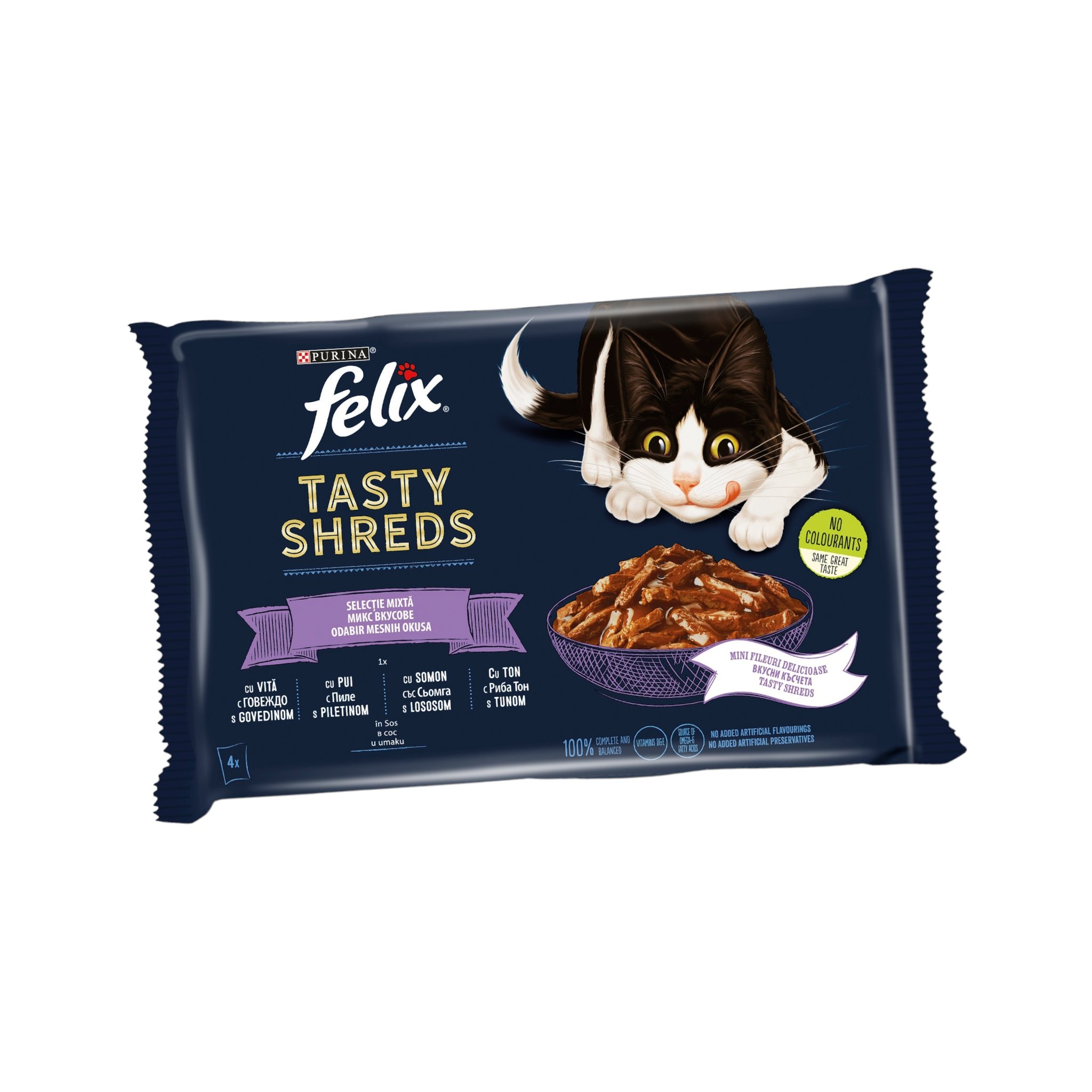 2024/02/1000037113.jpg PURINA® FELIX® Tasty Shreds Селекция от вкусове, 4х80 g - Image 1