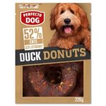 Perfecto Dog Duck Donuts 220гр кучешка закуска във формата на поничка с 52% патешко 2 бр.