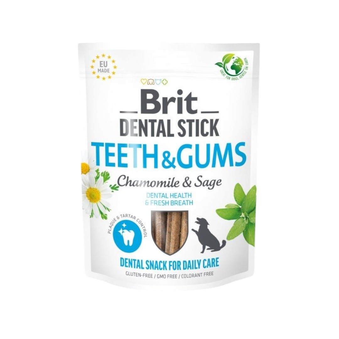 1-Photoroom Brit Dental Stick Teeth & Gums – Лайка и Градински чай за кучета, 251 г