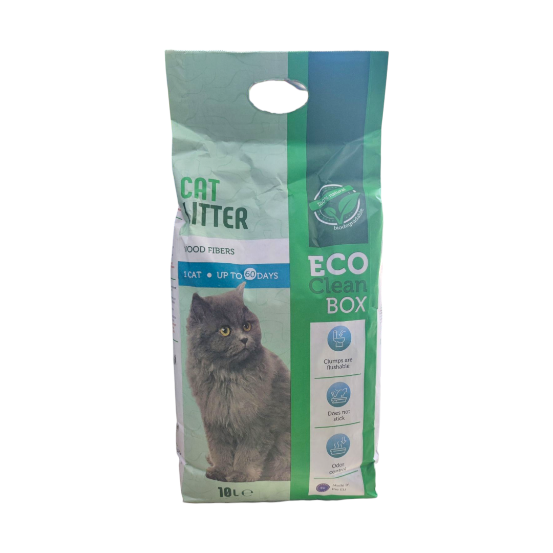 3-Photoroom Eco Clean Box котешка тоалетна – биоразградима постелка от дървесни влакна, 10 литра
