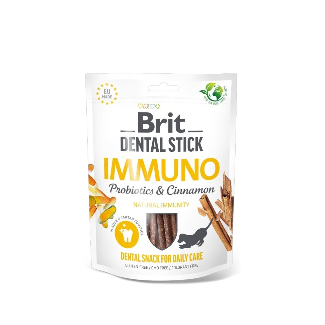 Brit-immuno-Photoroom Brit Dental Stick Immuno – Пробиотици и Канела за кучета, 150 г