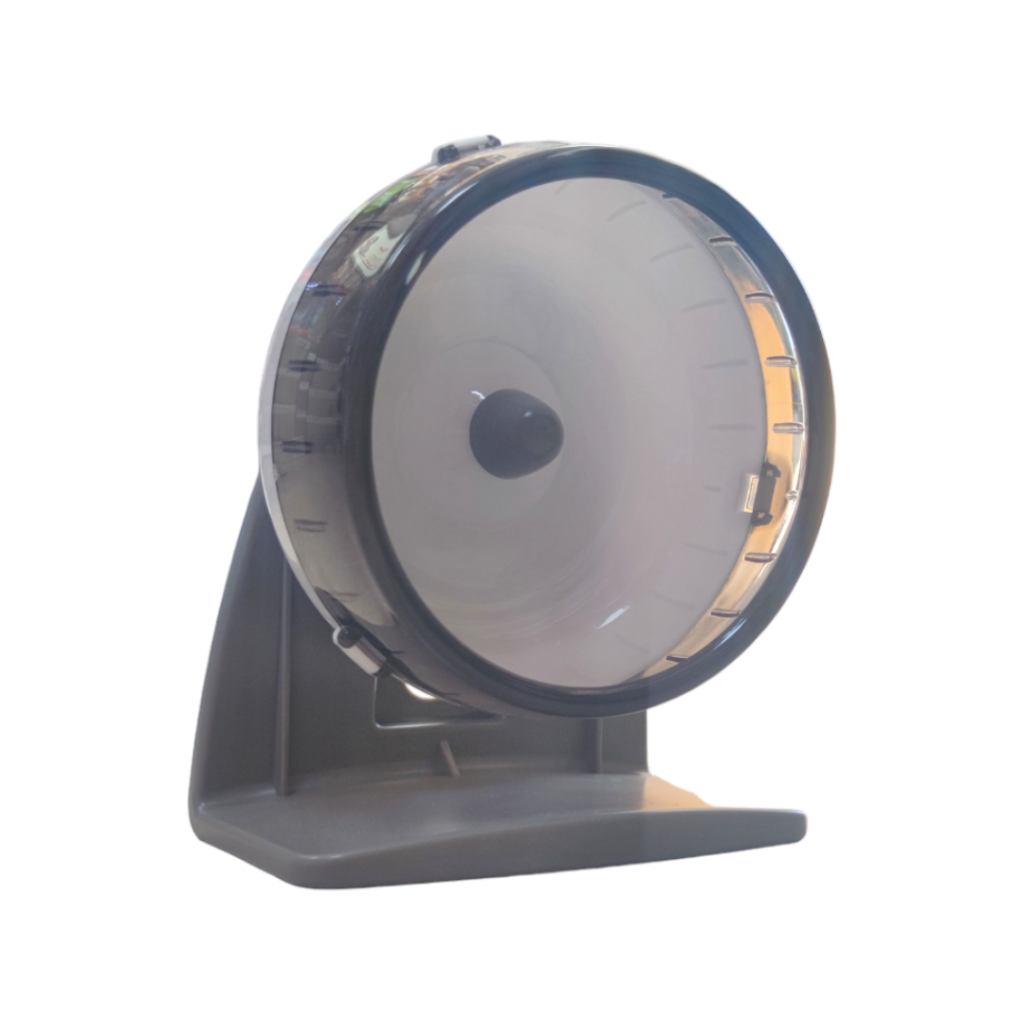 Тихо въртящо колело за хамстери и дребни домашни любимци, сив цвят, размер 12 см