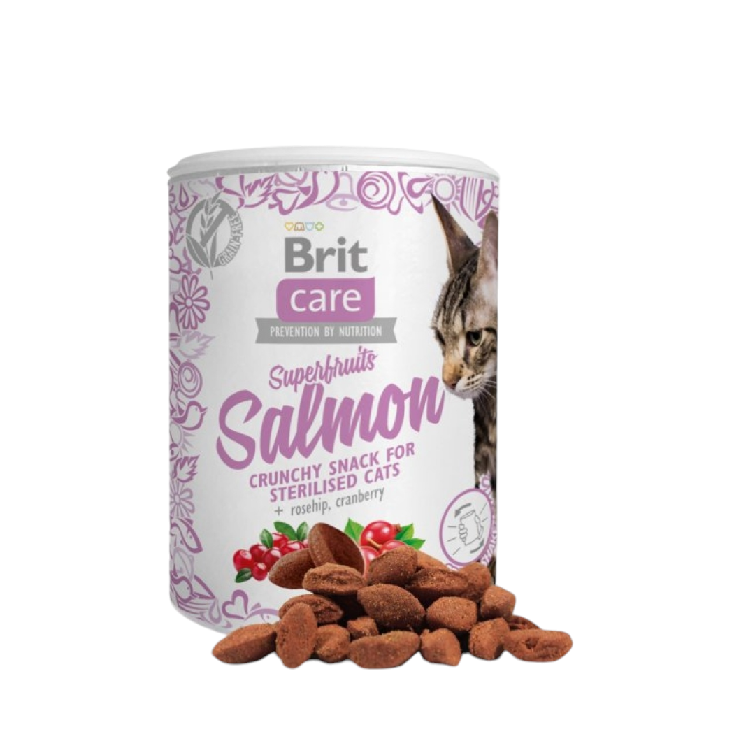 Photoroom-20241031_161310 Brit Care Superfruits Salmon – Хрупкави лакомства за стерилизирани котки, 100 грама