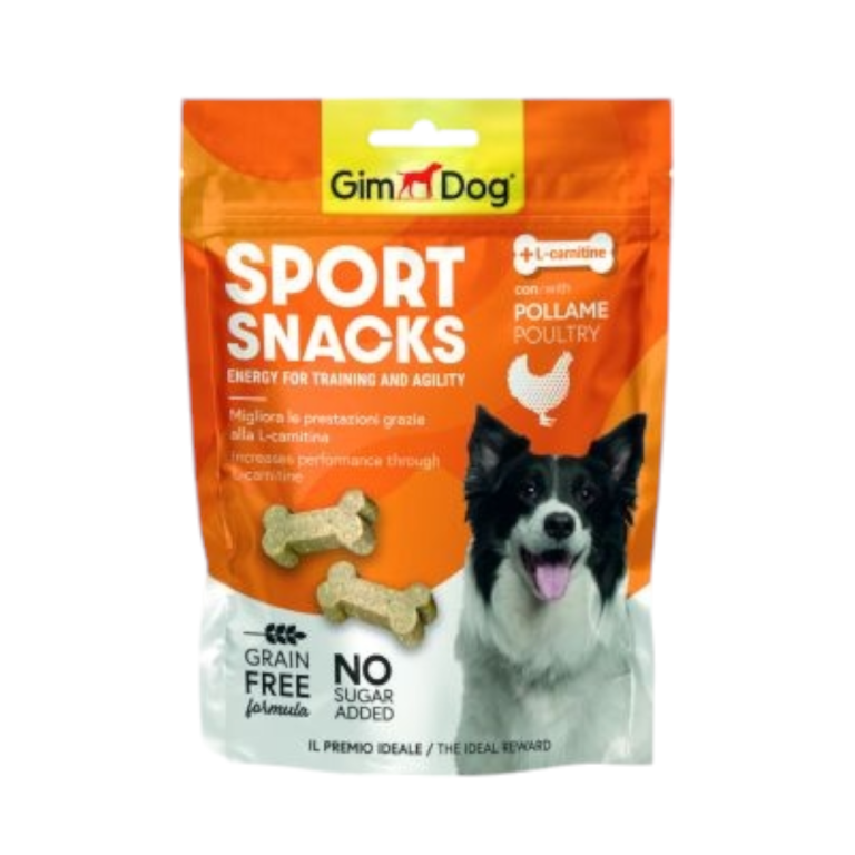 GimDog Sport Snacks с пилешко месо, 150 грама - беззърнена награда за енергия и издръжливост