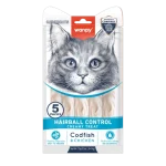Кремообразни лакомства за котки Wanpy Hairball Control - треска и пилешко, 82 гр.