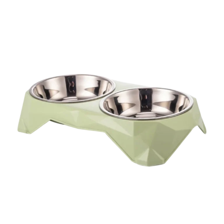 Двойна купа млечно зелено 32/16/6,5 см от Veo LifeStyle for Pets – стилно и функционално решение за храна и вода