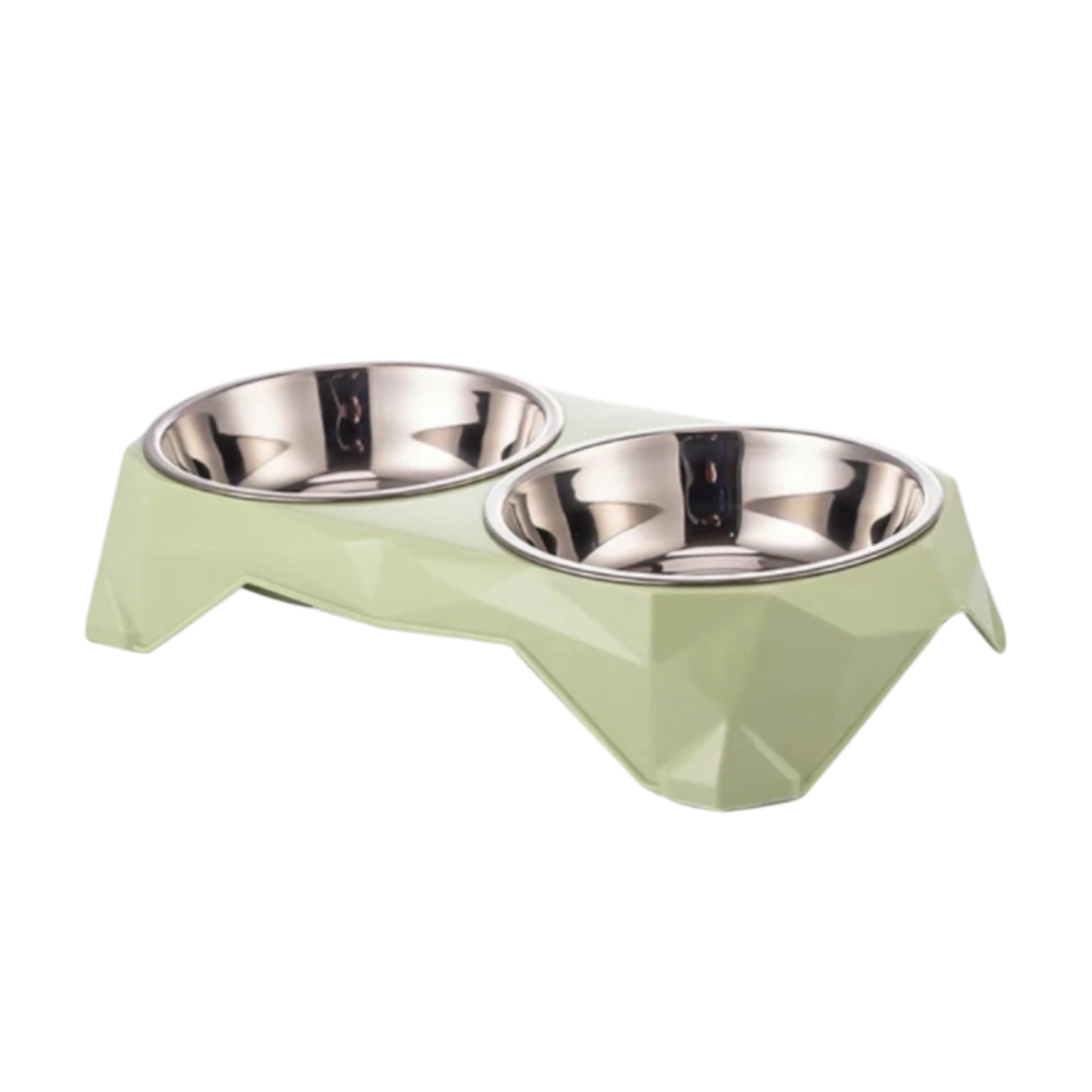 1734443666441 Двойна купа млечно зелено 32/16/6,5 см от Veo LifeStyle for Pets – стилно и функционално решение за храна и вода