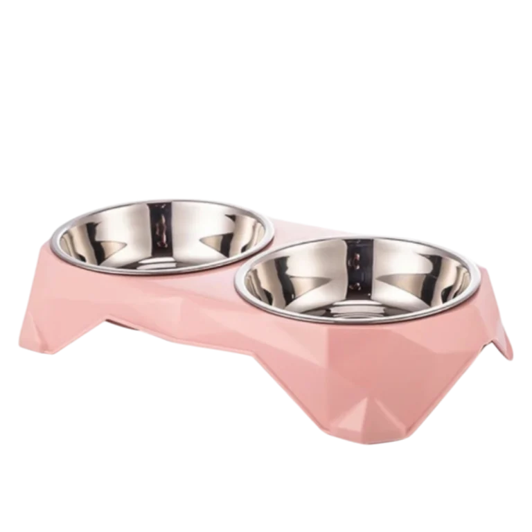 Двойна купа розово 32/16/6,5 см от Veo LifeStyle for Pets – стилна и функционална купа за храна и вода.