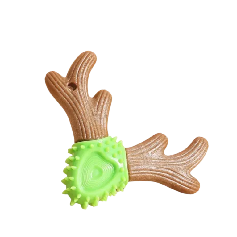 Играчка за дъвчене за куче – еленови рога, зелена, 13,5 х 9,5 см - VEO LifeStyle for Pets