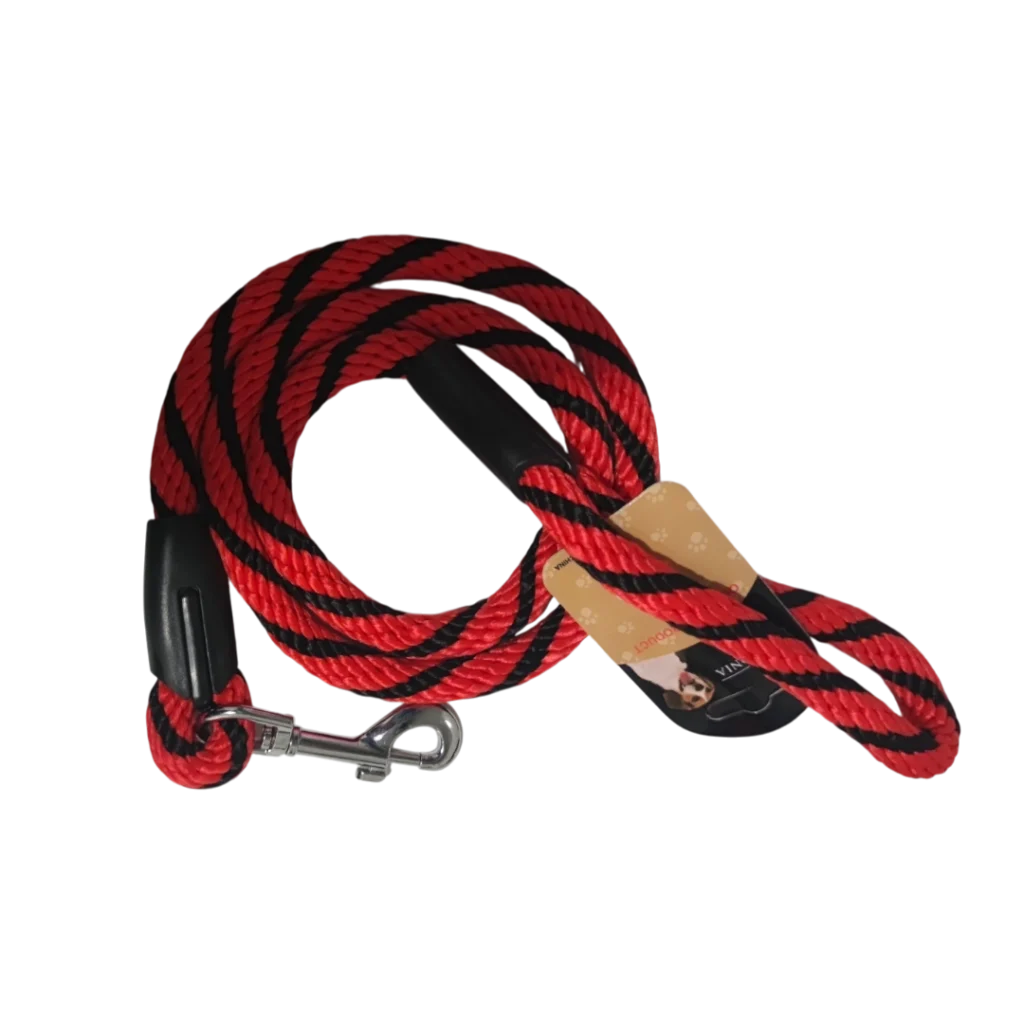 Алпийски повод за куче 1,20 м – 1,5 см, червено-черен, найлон и памук – удобен и здрав аксесоар за вашето куче.