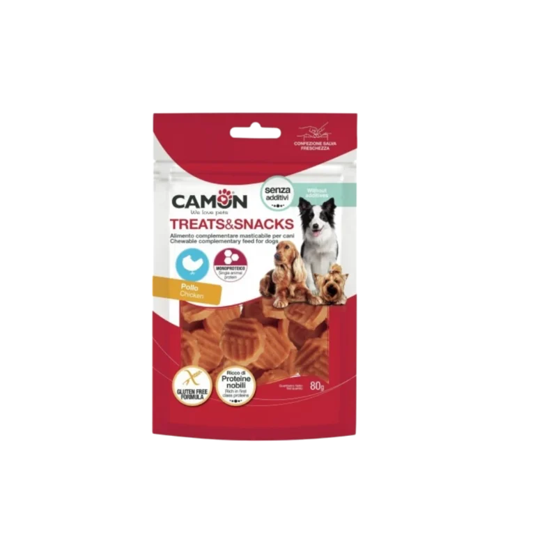 CAMON Grilled Chicken Coin – лакомства за кучета със сушено пилешко месо 80 г, форма на монети