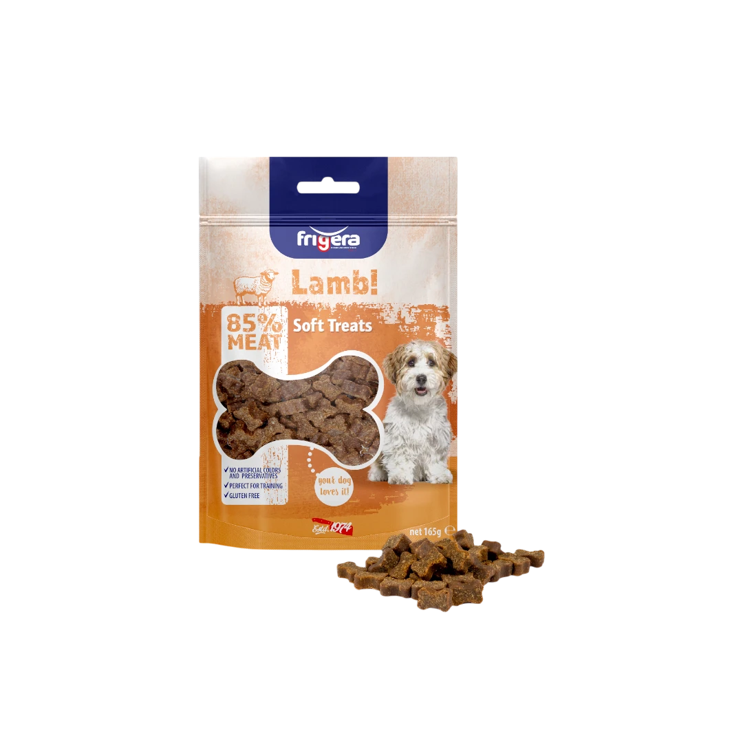 Semi-Moist Soft Treats Gluten Free High Meat Salmon 165g-Photoroom (3) friGERA кучешко полувлажно лакомство без глутен с високо съдържание на месо – агнешко – 165 г - Image 1