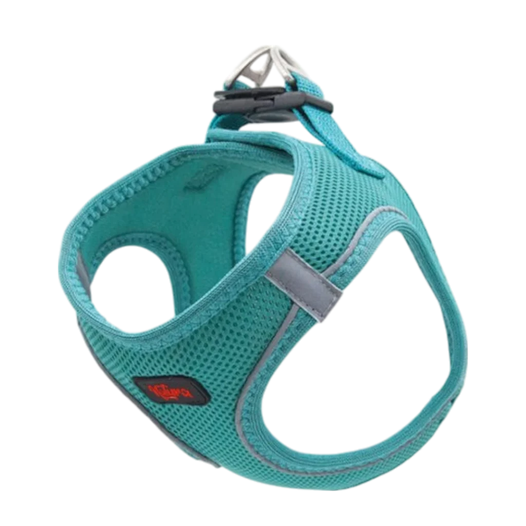 Дишащ нагръдник Natura Air-Net във Виридиан Зелено – с рефлектори и мрежеста структура, подходящ за малки и средни породи кучета