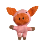 Плюшена играчка за куче – прасенце със звук, 18 см, розово с оранжеви уши и зурличка