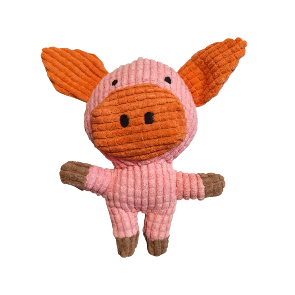 Плюшена играчка за куче – прасенце със звук, 18 см, розово с оранжеви уши и зурличка