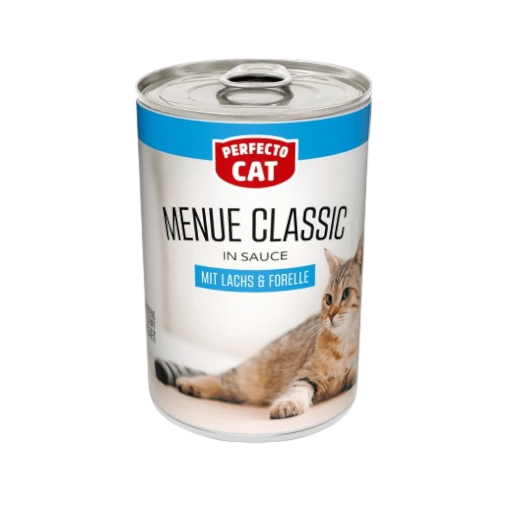 fonta3-Photoroom (2) Perfecto Cat Menu Classic със сьомга и пъстърва – мокра храна в консерва за котки 400 г