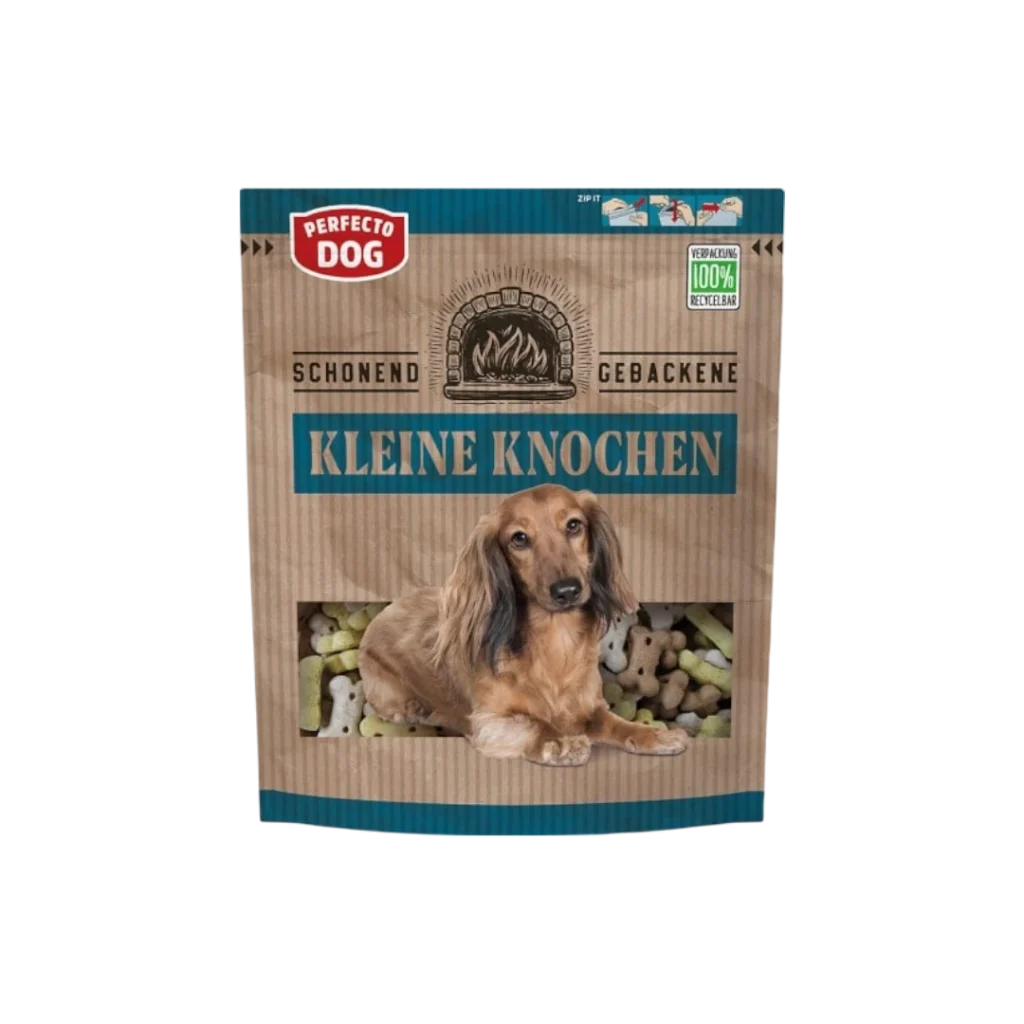Perfecto Dog Kleine Knochen – хрупкави бисквити с форма на кокалчета 400 г, за кучета от всички породи