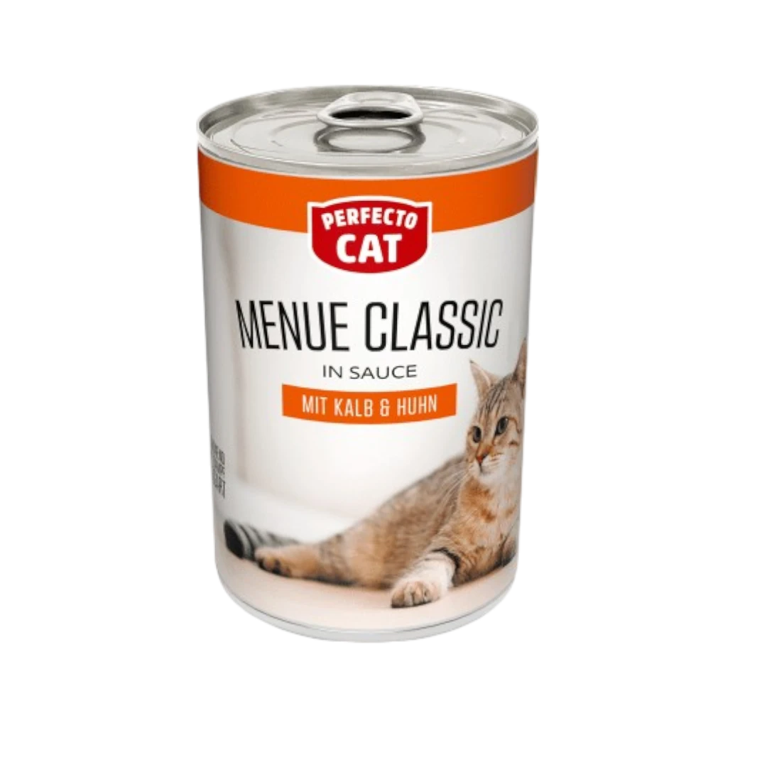 Perfecto Cat Menu Classic с телешко и пилешко – мокра храна за котки 400 г в консерва Perfecto Cat Menu Classic с телешко и пилешко – мокра храна за котки 400 г в консерва