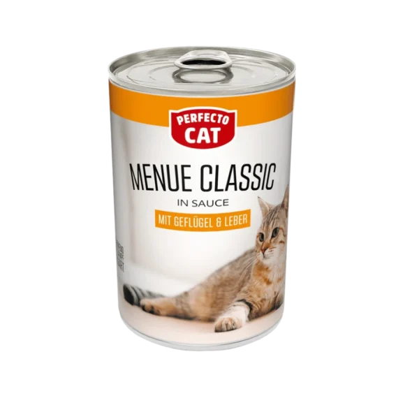 Perfecto Cat Menu Classic с птиче месо и черен дроб – 400 г консерва мокра храна за котки